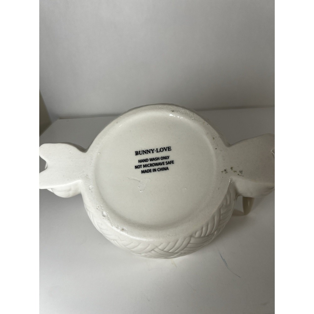 Bunny Love Double‎ Bunny Handled Bowl | Ceramic Easter Candy Dish | NEW - Picture 2 of 6
